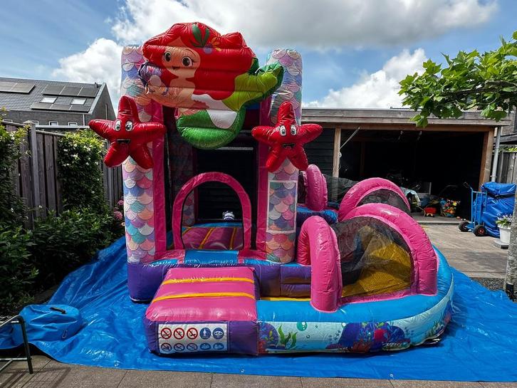 Springkussen huren Sneek. Mini met slide Zeemeermin, Hobby en Vrije tijd, Feestartikelen | Verhuur, Zo goed als nieuw, Overige