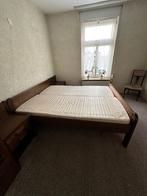 Donker eiken houten bed, Huis en Inrichting, Slaapkamer | Bedden, Ophalen, Gebruikt, Bruin, 210 cm