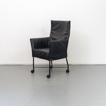 12x Montis Chaplin Eetkamerstoel Zwart Leder - Zwart/Wiel beschikbaar voor biedingen