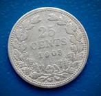 25 cent 1903 - Wilhelmina, Postzegels en Munten, Munten | Nederland, Verzenden, Zilver, 25 cent, Koningin Wilhelmina