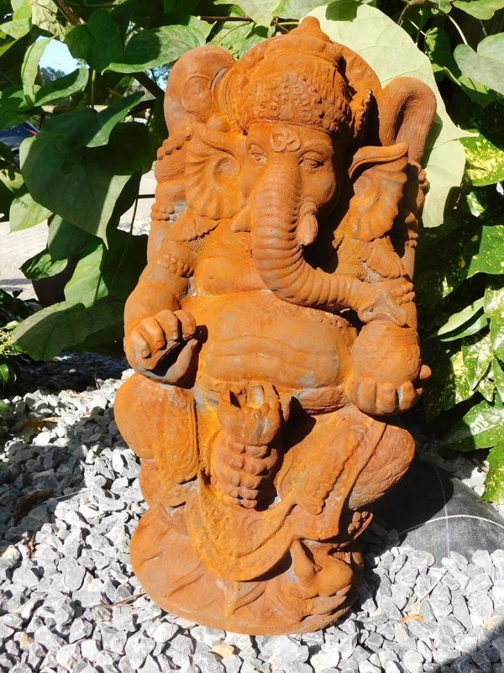Beeld Ganesha 1 - Steen in Oxide - 68 cm, Tuin en Terras, Tuinbeelden, Overige typen, Steen, Ophalen of Verzenden