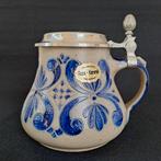 Zoutgeglazuurde bierpul van steengoed met tinnen deksel, Ophalen of Verzenden, Zo goed als nieuw, Porselein, Overige stijlen