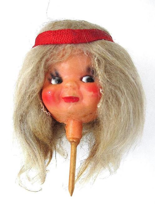 Poppenhoofd Retro Vintage Hardplastic Breed 4,5cm Nieuwstaat, Verzamelen, Poppen, Zo goed als nieuw, Pop, Ophalen of Verzenden