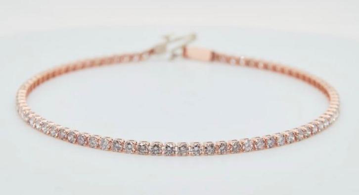 Rosegoud Tennisarmband 3.88 Karaat Diamanten, Sieraden, Tassen en Uiterlijk, Armbanden, Nieuw, Goud, Roze, Met edelsteen, Ophalen of Verzenden