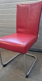 Mooie rode lederen design Bert Plantagie stoel, Huis en Inrichting, Fauteuils, Ophalen, Gebruikt, Minder dan 75 cm, Metaal