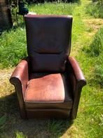 Gratis leren bruine fauteuil, Huis en Inrichting, Fauteuils, Ophalen, Gebruikt, 75 tot 100 cm