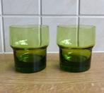 Groene glazen vintage groen glas tumblers, Huis en Inrichting, Keuken | Servies, Glas of Glazen, Gebruikt, Ophalen of Verzenden