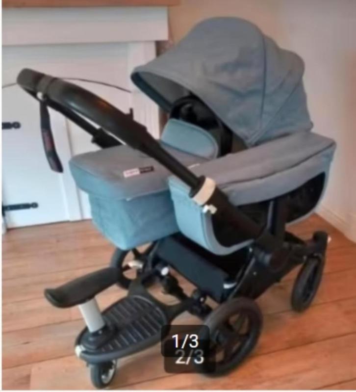 Bugaboo donkey mono zwart frame blauwe bekleding, Kinderen en Baby's, Kinderwagens en Combinaties, Gebruikt, Kinderwagen, Bugaboo