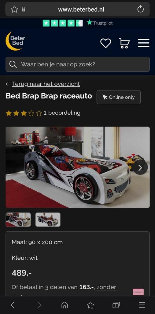 Kinderbed autobed brap brap raceauto, Huis en Inrichting, Slaapkamer | Bedden, Eenpersoons, 90 cm, Hout, Ophalen