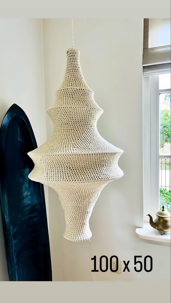 Unieke Gehaakte Lamp - Handgemaakt, Huis en Inrichting, Lampen | Hanglampen, Nieuw, 75 cm of meer, Stof, Ophalen of Verzenden