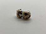 Z873 Pandora two tone braided heart clip bedel met 14k goud, Pandora, Ophalen of Verzenden, X, Zilver