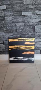 Abstract schilderij - goud, koper & zilver, 29 x 30 cm, Ophalen of Verzenden