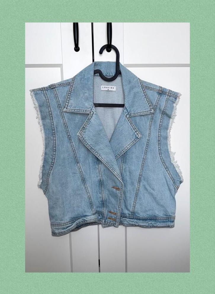 Denim gilet (Loavies), Kleding | Dames, Jasjes, Kostuums en Pakken, Nieuw, Jasje, Maat 34 (XS) of kleiner, Blauw, Ophalen of Verzenden