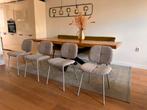 4 bouclé eetkamerstoelen grijs, Huis en Inrichting, Stoelen, Ophalen, Zo goed als nieuw, Vier, Stof