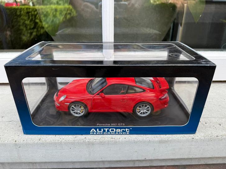 1:18 Porsche 911 997 GT3 rood 2007 Autoart 77996 / JJTOP, Hobby en Vrije tijd, Modelauto's | 1:18, Zo goed als nieuw, Auto, Autoart