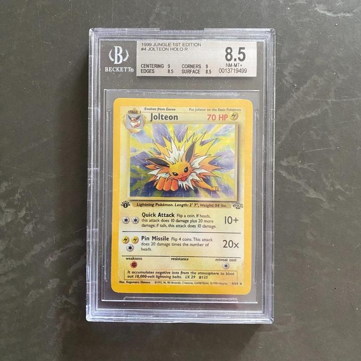 Pokemon Jungle Jolteon #4 1st Edition BGS 8,5 No PSA, Hobby en Vrije tijd, Verzamelkaartspellen | Pokémon, Zo goed als nieuw, Ophalen of Verzenden