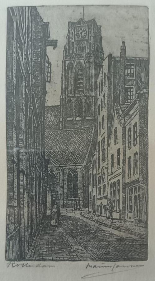 Marius Janssen Rotterdam Lange Torenstraat, Antiek en Kunst, Kunst | Etsen en Gravures, Ophalen of Verzenden