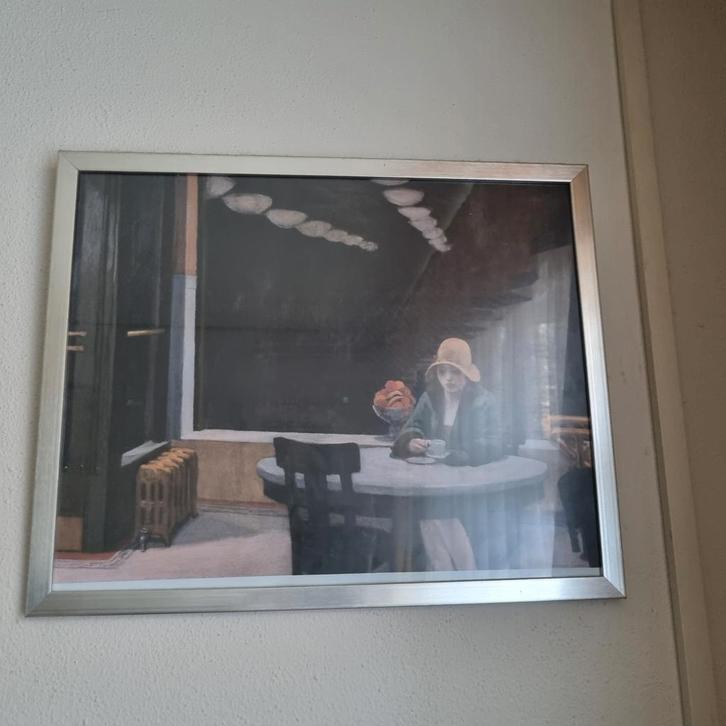 Schilderij: Dame in café, Antiek en Kunst, Kunst | Schilderijen | Klassiek, Ophalen of Verzenden