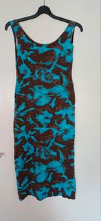 Leuke aqua blauw bruine rekbare zomerjurk, maat L, Blauw, Maat 42/44 (L), Plein futur, Ophalen of Verzenden