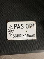 Emaille bord pas op schrikdraad, Verzamelen, Merken en Reclamevoorwerpen, Ophalen of Verzenden, Gebruikt, Reclamebord