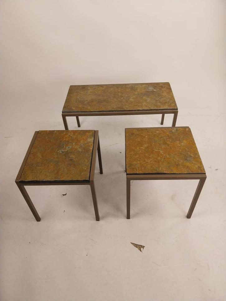 Brutalistisch design bijzettafels, Huis en Inrichting, Tafels | Bijzettafels, Zo goed als nieuw, Ophalen