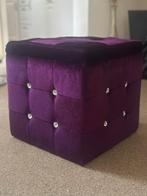 Paarse poef met steentjes, Ophalen, Minder dan 50 cm, Gebruikt, Vierkant