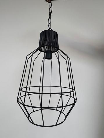 industriële open-frame hanglamp, set van 3– zwart metaal. beschikbaar voor biedingen