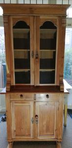 Vintage Hollandse buffet/servies/vitrine kast, Huis en Inrichting, Kasten | Vitrinekasten, Gebruikt, 150 tot 200 cm, 25 tot 50 cm