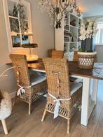 4 of 6 eetkamerstoelen van riviera maison, Huis en Inrichting, Ophalen, Gebruikt, Bruin, Stof