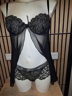 Zwart/gouden sexy babydoll met string én broekje, Kleding | Dames, Verzenden, Zwart, String