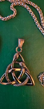 Hanger oneindig 2 slangen koppen met ketting, Ophalen of Verzenden, Zilver, Overige materialen