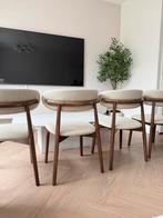 Luxe Japandi Eetkamerstoelen Beige Linnen, Huis en Inrichting, Stoelen, Bruin, Nieuw, Ophalen of Verzenden, Vier