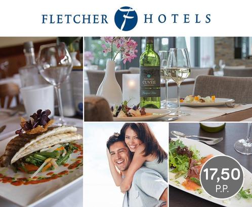 Fletcher 3-Gangen Diner 2 Personen Voucher Dinerbon, Tickets en Kaartjes, Kortingen en Cadeaubonnen, Twee personen, Overige typen