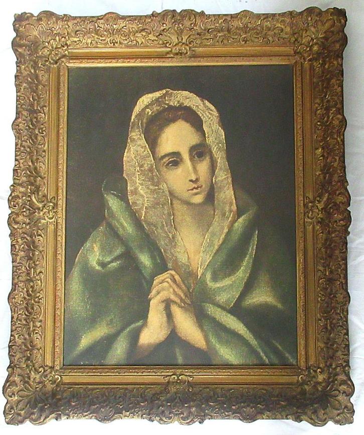 Antieke Art Reproductie Mater Dolorosa van El Greco, ca 1900, Antiek en Kunst, Kunst | Litho's en Zeefdrukken, Ophalen