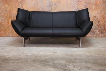 OPNIEUW beklede zwarte leren Leolux Tango design bank beschikbaar voor biedingen