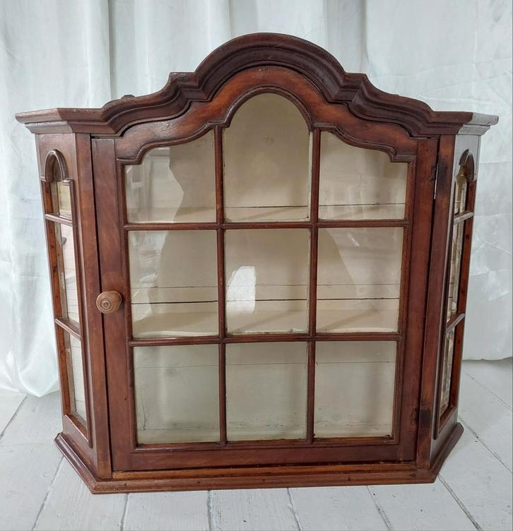Vitrinekastje Vitrine Antiek Wandkast Brocante Vintage, Huis en Inrichting, Kasten | Vitrinekasten, Gebruikt, Minder dan 100 cm
