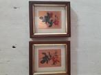 2 piepkleine schilderijtjes bloemen, Antiek en Kunst, Ophalen of Verzenden