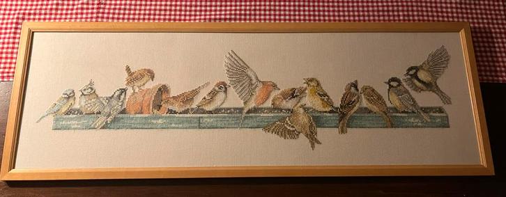 Marjolein Bastin Borduurwerk - Voederplank Vogels, Antiek en Kunst, Kunst | Etsen en Gravures, Ophalen