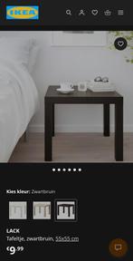 Ikea bijzettafel 'Lack' bruin 55x55cm, Huis en Inrichting, Ophalen, Gebruikt, 50 tot 100 cm, Vierkant