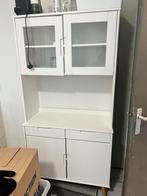 Witte buffetkast met glazen deuren, Huis en Inrichting, Kasten | Buffetkasten, Zo goed als nieuw, 150 tot 200 cm, 25 tot 50 cm
