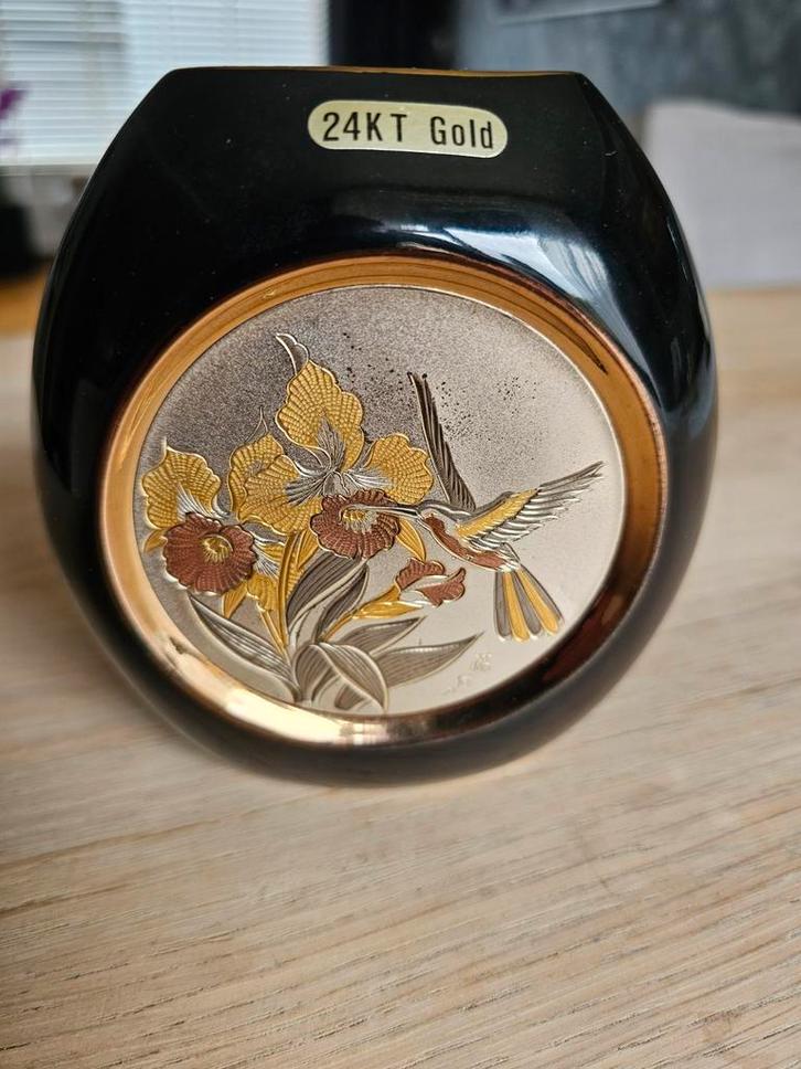 Chokin Art Vaas - 24K Goud, Antiek en Kunst, Antiek | Vazen, Ophalen of Verzenden