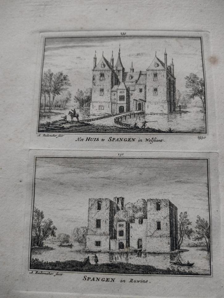 139/140 Spangen het Huis Kopergravure 18e Eeuw dl 3, Antiek en Kunst, Kunst | Etsen en Gravures, Ophalen of Verzenden