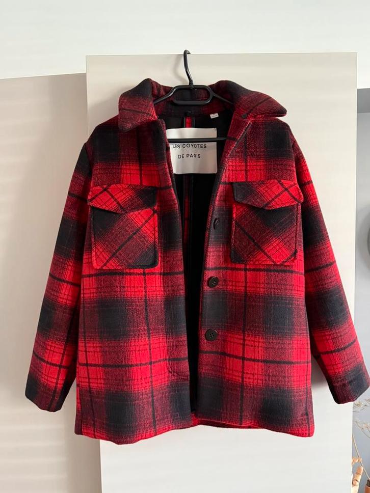 Les coyotes de Paris Rood zwarte ruitjes jas maat 164, Kinderen en Baby's, Kinderkleding | Maat 164, Zo goed als nieuw, Meisje