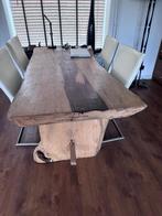 Boomstamtafel Suar- Houten Tafelblad 90x200, Huis en Inrichting, Ophalen, Gebruikt, 50 tot 100 cm, Vijf personen of meer