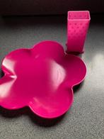 ROZE kunststof kinderbord BLOEM + Difrax drinkpakjes houder, Overige materialen, Ophalen of Verzenden, Zo goed als nieuw, Bord(en)