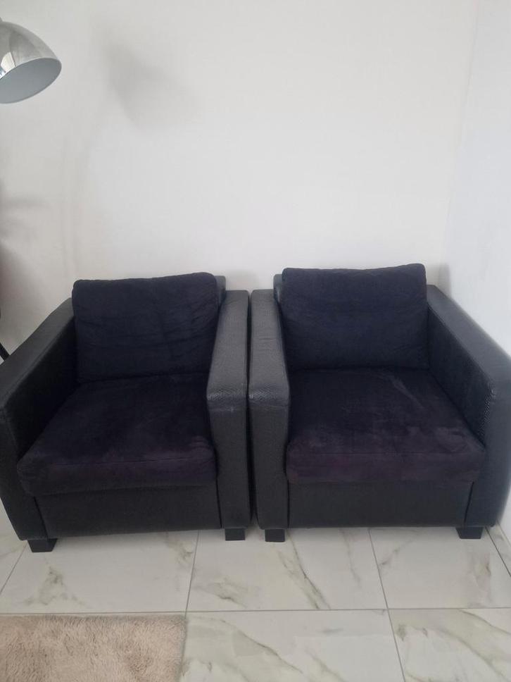 Set van 2 Suitcase armchairs van leer  (crocodile print), Huis en Inrichting, Fauteuils, Zo goed als nieuw, Leer, 75 tot 100 cm