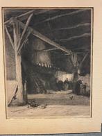 J. Bosboom - gravure van oude stalwoning - W. Stenlink, Antiek en Kunst, Ophalen of Verzenden