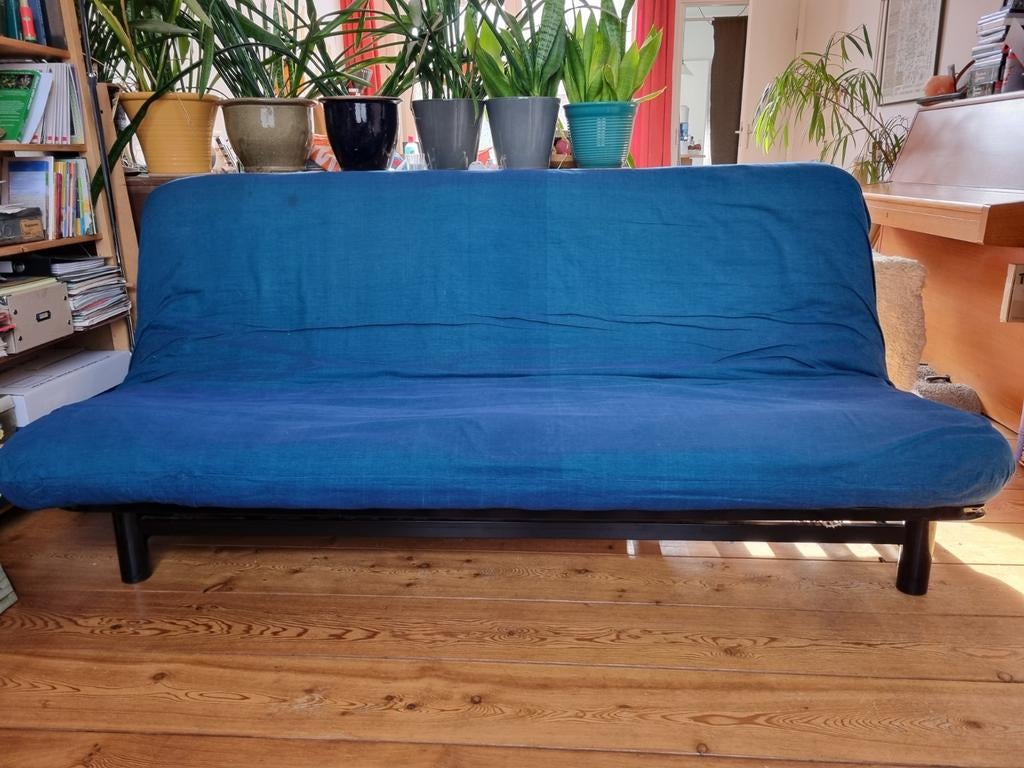 Vintage Slaapbank Aba-i, Huis en Inrichting, Slaapkamer | Slaapbanken, Gebruikt, 200 cm, Tweepersoons, Zwart, Blauw, Ophalen