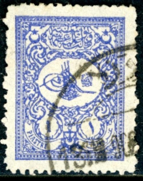 Turkije 103A - Tughra van Abdul Hamid II, Postzegels en Munten, Postzegels | Europa | Overig, Gestempeld, Overige landen, Ophalen of Verzenden