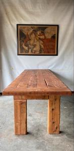 Grote handmade brutalist houten Barnwood werkbank/ tafel, Huis en Inrichting, Tafels | Eettafels, 200 cm of meer, 200 cm of meer